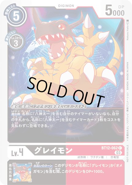 画像1: 〔状態A-〕(03)(illus:NakanoHaito)グレイモン【C】{BT12-062}《多》 (1)